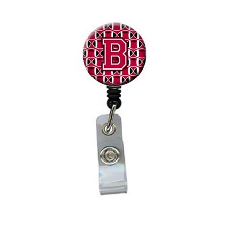 Carolines Treasures Letter B Football Crimson and White Retractable Badge Reel CJ1079-BBR